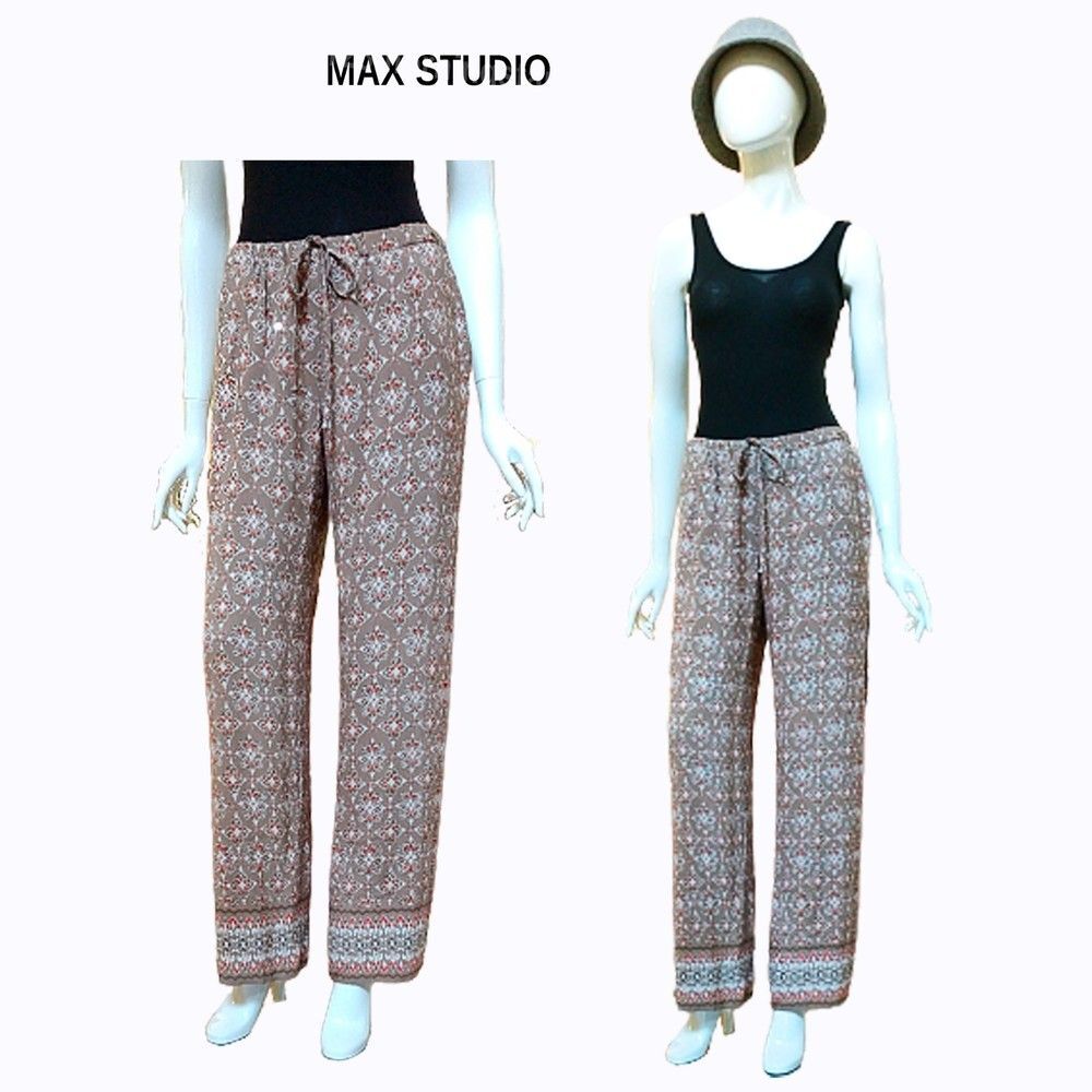 MAXSTUDIO NEW Y2K Paisley Drawstring Flowing Wide Leg Relaxed Fit Pant S